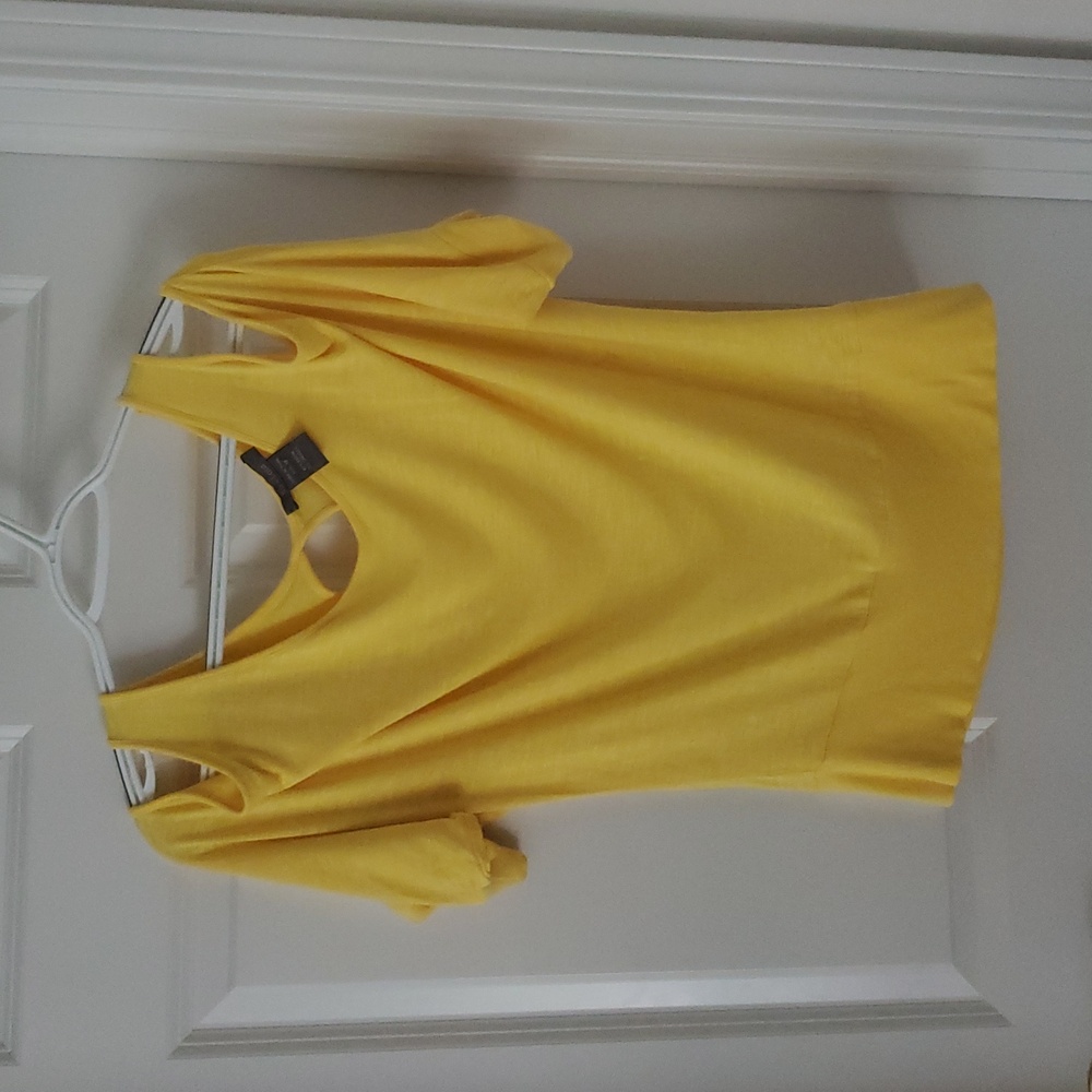 Su&Lola Yellow Cold Shoulder Top Blouse Size M